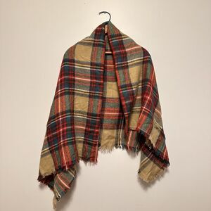 Womens Oversized Shawl Winter Long Scarf Wrap Tartan Plaid Blanket Cozy Fringe